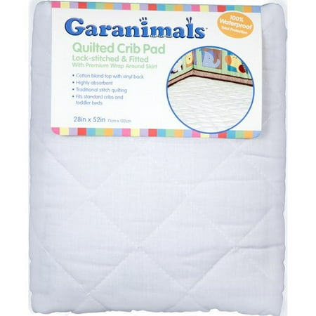 Garanimals Quilted Fitted Crib Pad, 28 inch x 52 inch, White Image 1 of 1
