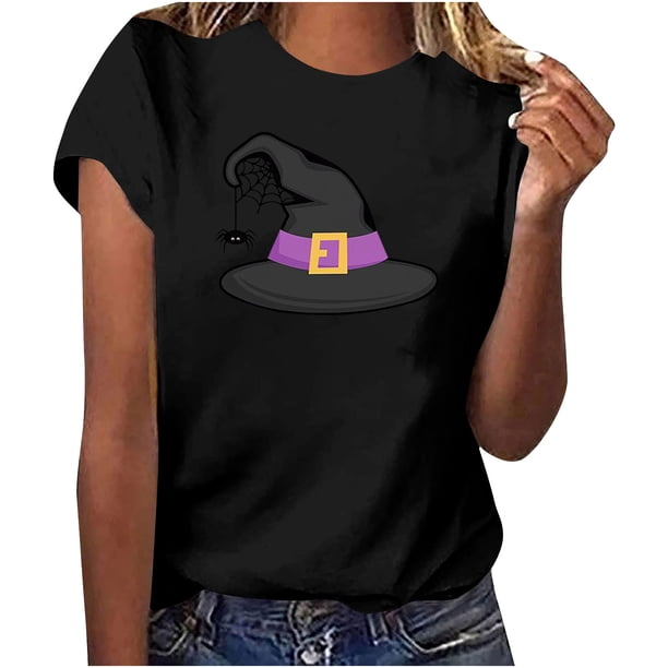 Blusa de manga corta de verano con estampado de Halloween vintage para mujer Pompotops hfajkhk139538