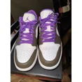 thumbnail image 1 of N I-K-E A i r-Jor-dan 1 Low Mens Size 11 Palomino White Wild Berry Purple Tried On, 1 of 5