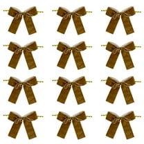 chaungfeng 12Pcs Vintage Velvet Ribbon Bows, Christmas Bow Mini Xmas Tree Velvet Bowknot for Home Decoration Wedding Decor, 3.35"x3.35" (Brown)