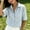 Light Blue, variant on Morttic Women's Half Button Lapel Collar Striped T-Shirt – Short Sleeve Breathable Pullover, Spring Summer Casual Top Red，S