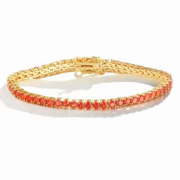 Round Cut Orange Sapphire Tennis Bracelet Lab Made Orange Sapphire Wedding Tennis Bracelet 925 Sterling Silver Tennis Bracelet Gift for Her