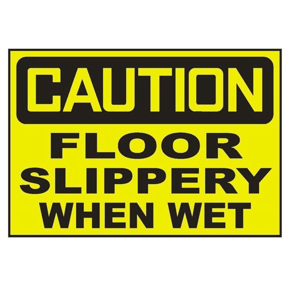 Caution Floor Slippery When Wet metal aluminium Sign Safety Decal Sign Size: 8 x 12 inch
