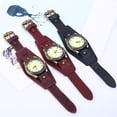 thumbnail image 3 of Hevirgo Vintage Roman Numerals Gear Faux Leather Band Men Wrist Bracelet Quartz Watch, 3 of 7