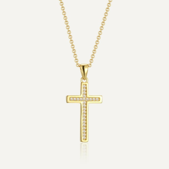 Gold Cross Necklace For Women Unique Zirconia Cross Faith Pendant Necklaces Gold Plated Jewelry Everyday Necklace Gift