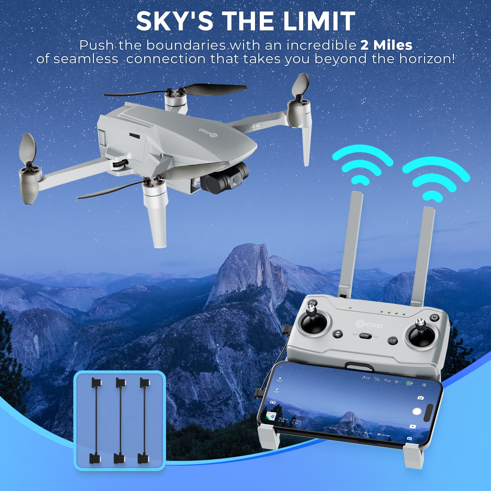 Contixo F36 GPS Mini Drone with 4K UHD Camera, 3-Axis Gimbal, RC Quadcopter, and Brushless Motor, Silver