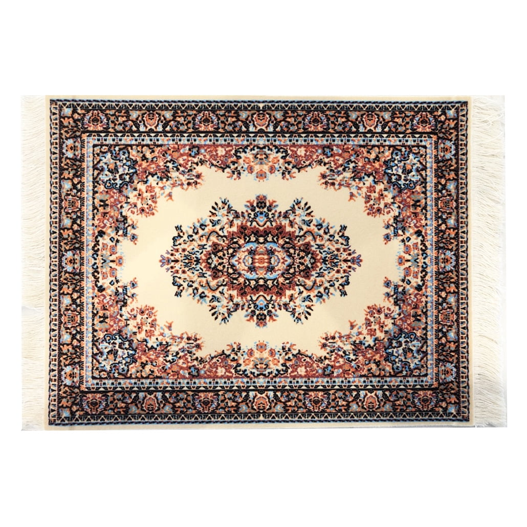 Beige Oriental Woven Rug Mouse Pad Turkish Style Carpet Mousemat