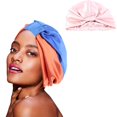 thumbnail image 4 of Turbante anudado, pañuelo para la cabeza con forro de satén de seda para mujeres con cabello rizado, disponible de día, color negro, 4 of 5