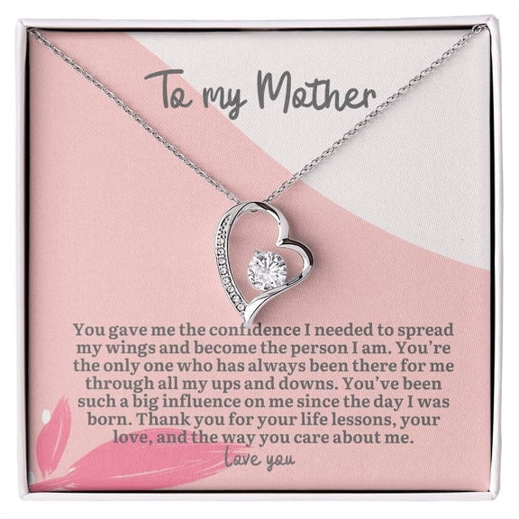 To My Mom Mother Day Mom Birthday Necklace, A Meaningful Necklace Perfect For Anniversaries, Birthdays, Valentine V7357, White Forever Love Necklace