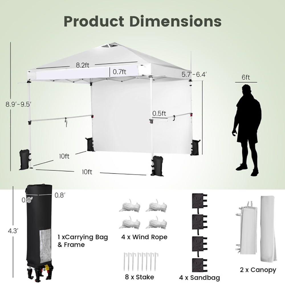 Aimee Lii 10 x 10 Feet Foldable Commercial Pop-up Canopy with Roller Bag and Banner Strip, Backyard Canopy Gazebo for Party Camping BBQ Events, White Aimee Lii 10 x 10 Feet Foldable Commercial Pop-up Canopy with Roller Bag and Banner Strip, Backyard Canopy Gazebo for Party Camping BBQ Events, White