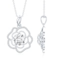 thumbnail image 3 of Rosec Jewels Lab Diamond Flower Pendant Necklace - 8 mm Round - 2 Ct - Statement Necklace (EF-VS Grade), 14K White Gold, 3 of 6