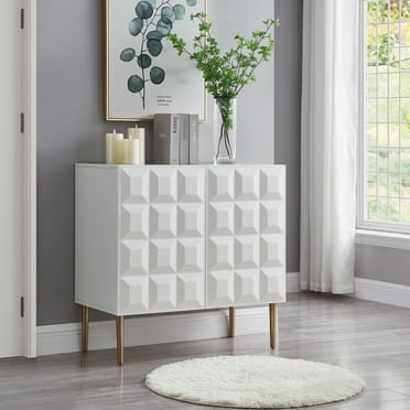 Buffet Cabinet with Storage, Storage Cabinet with 2 Doors, White Cabinet with Metal Feet, Sideboard Cabinet Accent Cabinet, for Kitchen, Entryway, Living Room