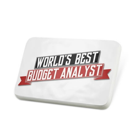 Porcelein Pin Worlds Best Budget Analyst Lapel Badge –