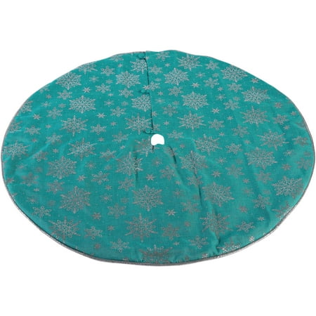 Holiday Time Premium 56-Inch Tree Skirt, Teal with Snowflake