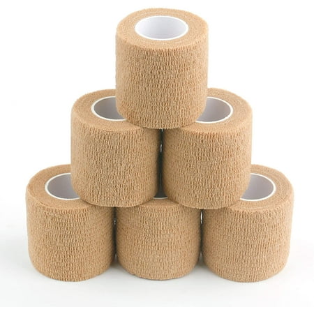 self Adhesive Bandage wrap,Cohesive Bandage,Medical Tape,Vet Wrap, Athletic Elastic Stretch Band, Adhesive, Flexible, Breathable & idea for Sport Injury Wound/Finger/Wrist (Pets Too) 2“x15ft