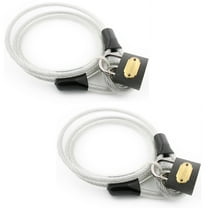 Wideskall 2-Pack 47" inch Bicycle Bike Braided Steel Cable Chain Looped End with 8mm Keyed Padlock Clear