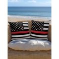 thumbnail image 5 of Outdoor Pillows Waterproof, Red American Flag Bedding Throw Pillows with Insert for Couch Sofa Bed, Black White Stripe US Flag Retro Wooden 16x16 Inch Pillowcases Decorative Patio Pillow Set of 2, 5 of 8