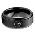 thumbnail image 2 of Tungsten Marlin Marlins Sea Animal Creature Fish Band Ring 8mm Men Women Comfort Fit Black Step Bevel Edge Brushed Polished, 2 of 4