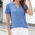 thumbnail image 4 of cocolona Summer Basic Tops for Women V Neck Short Sleeve Cinched Hem Shirts Dressy Casual Solid Color Blouses, 4 of 7
