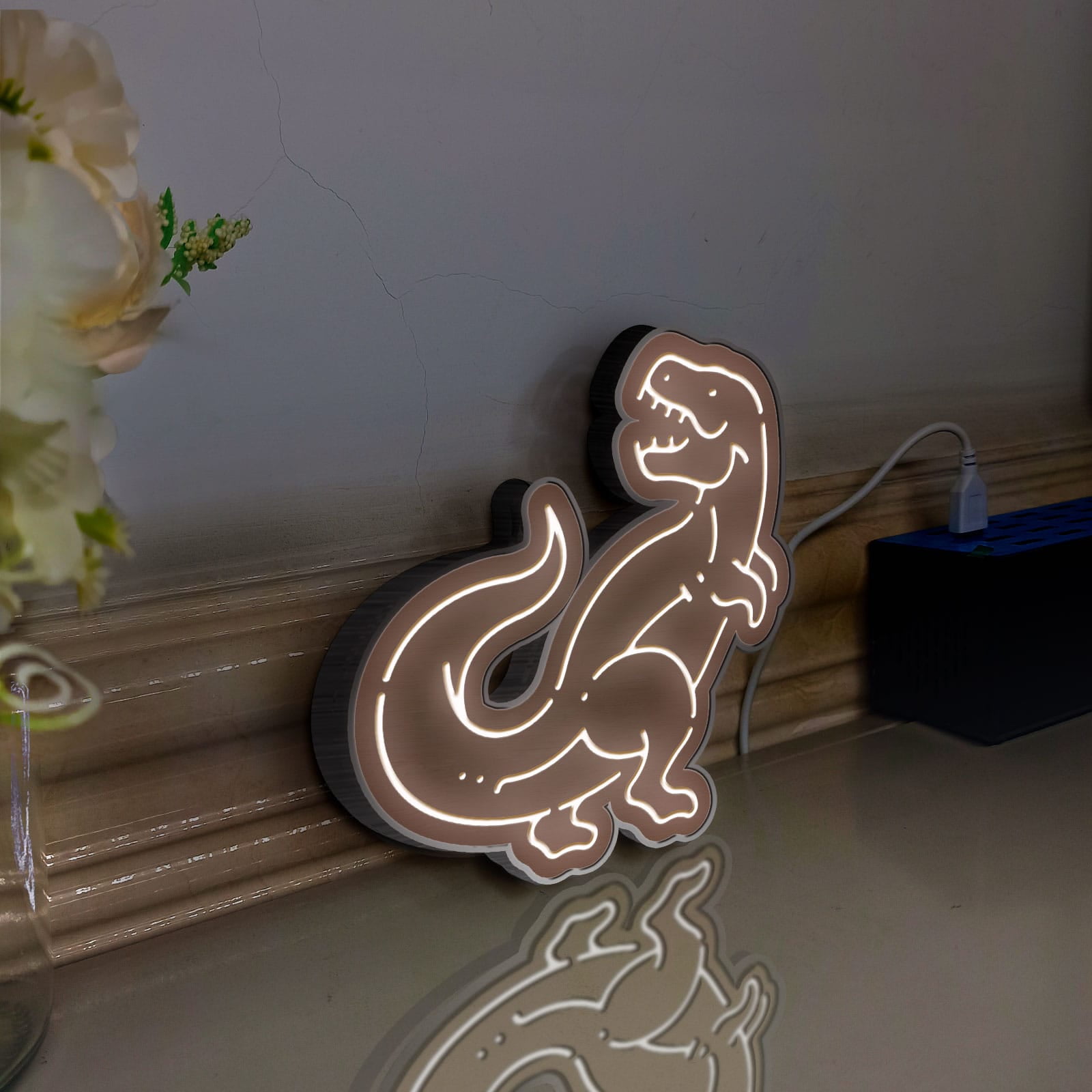 Dinosaur Led Light Box, Dimmable Neon-Like Light Signs USB Power for Wall Decor Bedroom Decoration, Static Light (WxH) 6"x6"