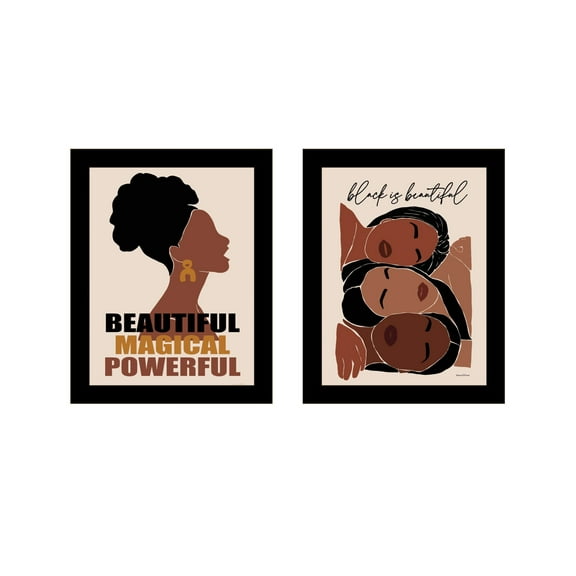 Trendy Decor 4U "Black is Beautiful" Framed Wall Art for Living Room, Wall Art Print for Home Decor, Bedroom Wall Art by Lettered & Lined