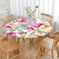 thumbnail image 3 of Pioneer Flower Floral Print Pattern Round Fitted Tablecloth with Elastic Edge,Dining Table Cover Waterproof,Outdoor Round Tablecloth for Camping,Dining,Indoor and Outdoor, 3 of 7