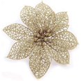 thumbnail image 1 of 30 Pack Christmas Gold Glitter Poinsettia Flowers Picks Christmas Tree Ornaments Wide for Gold Christmas Tree Wreaths Garland Holiday Seasonal Wedding, 1 of 4
