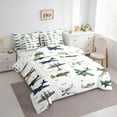 thumbnail image 3 of Manfei Boys Airplane Bedding Comforter Set 7pcs, Plane Aircraft Full Bedding Set, Transportation Theme Fitted Sheet Flat Sheet, Luxury Bedroom Decor, 3 of 8