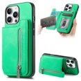 thumbnail image 1 of KAIYANG B7 Funda para iPhone 16 Pro con cierre magnético desmontable y tarjetero de piel y TPU - Verde multicolor, 1 of 5