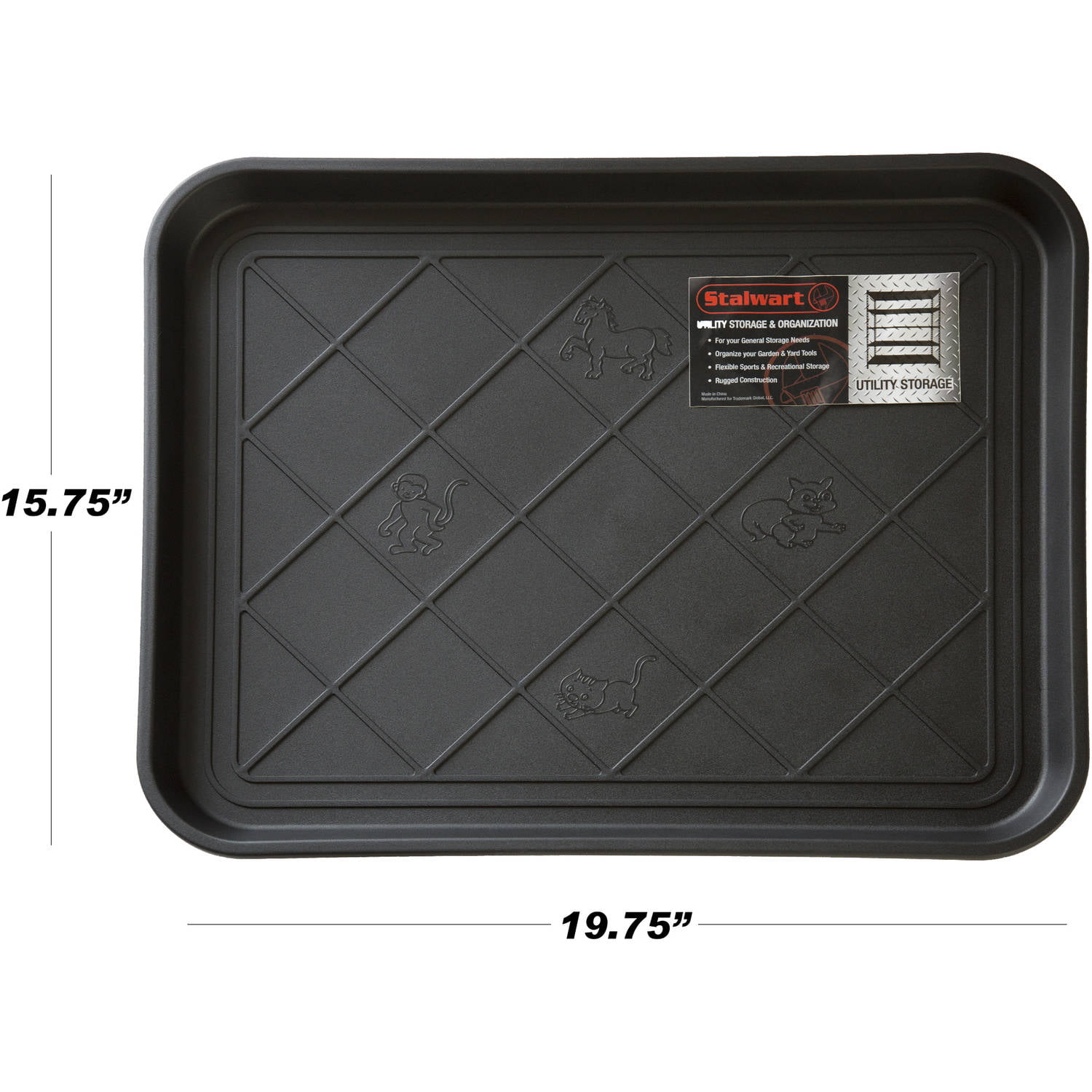 XL 18.9 In. x 39.3 In. Black Recycled Plastic Boot Tray - Kwik-Set Fasteners