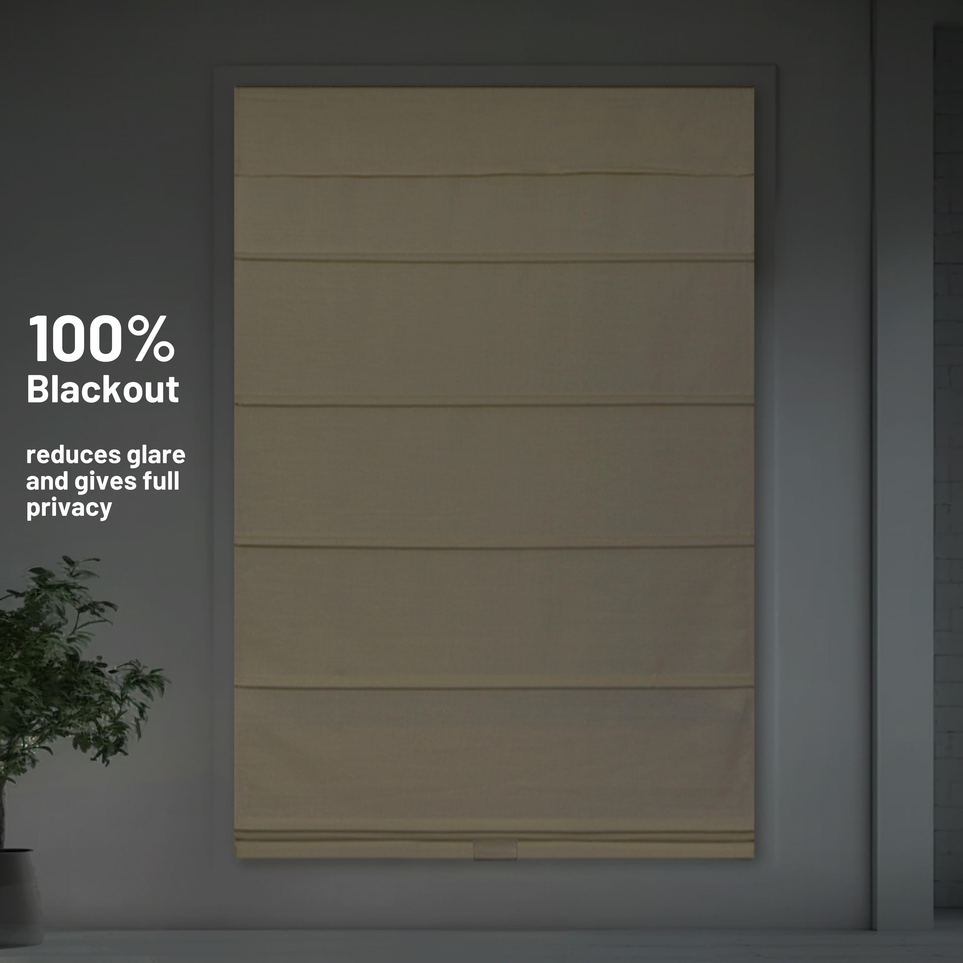 Chicology Cordless Roman Shades, Ivory (Blackout), 36"W X 64"H