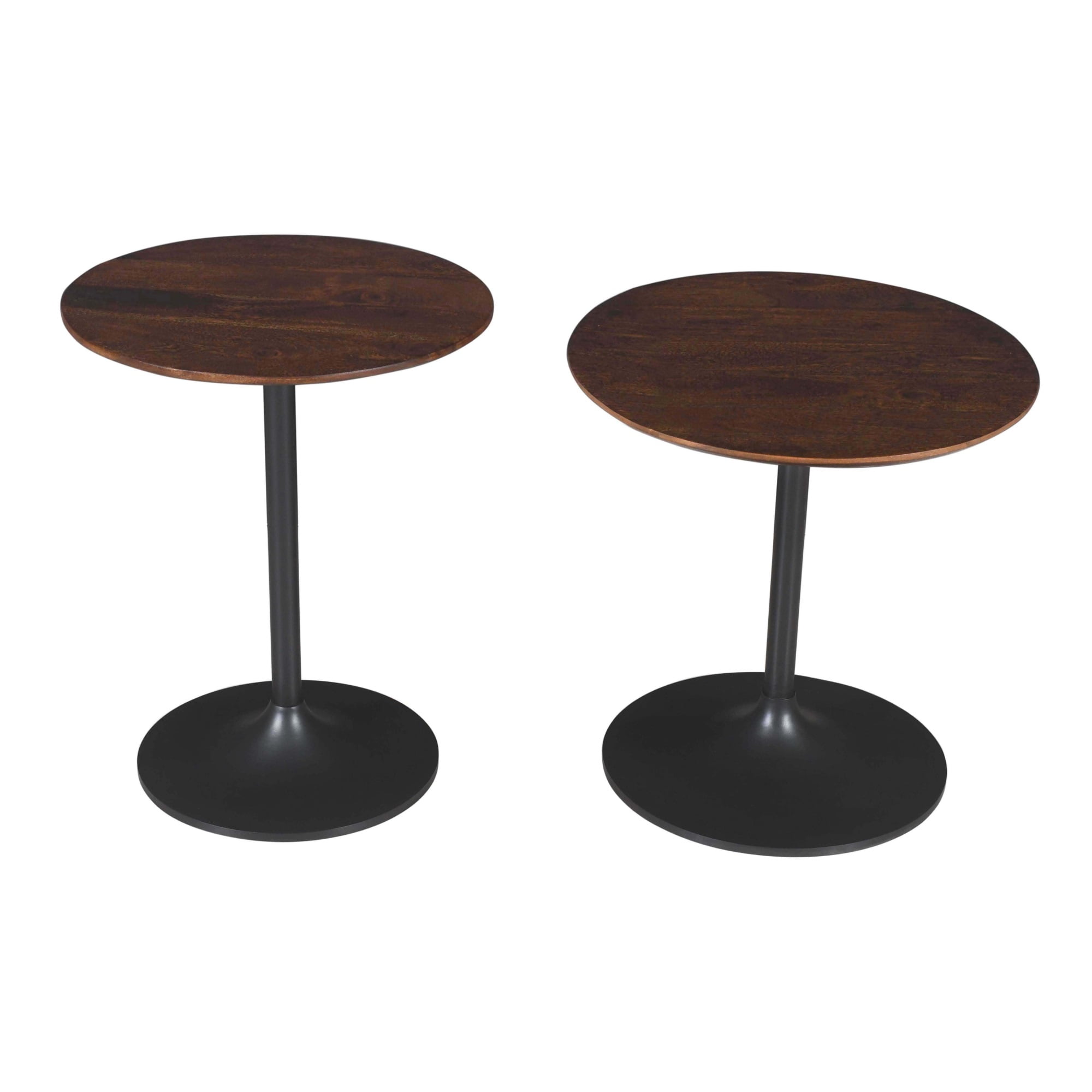 Remy Solid Wood and Iron Modern Pedestal Accent Tables (Set of 2