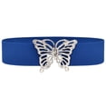 thumbnail image 2 of Women's Butterfly Buckle Elastic Waist Belt, Adjustable Wide Belt for Dresses, Shirts, and Casual Wear, Fashion Cincher Belt for Tummy Control and Style - Blue, 2 of 3