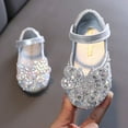 thumbnail image 5 of PEASKJP Toddler Mary Janes Girl's Bow Mary Jane Dress Shoes Ballet Princess Flats with Rhinestone Strap for Party Wedding School, Toddler/Little Kid/Big Kid,Silver 12.5, 5 of 5