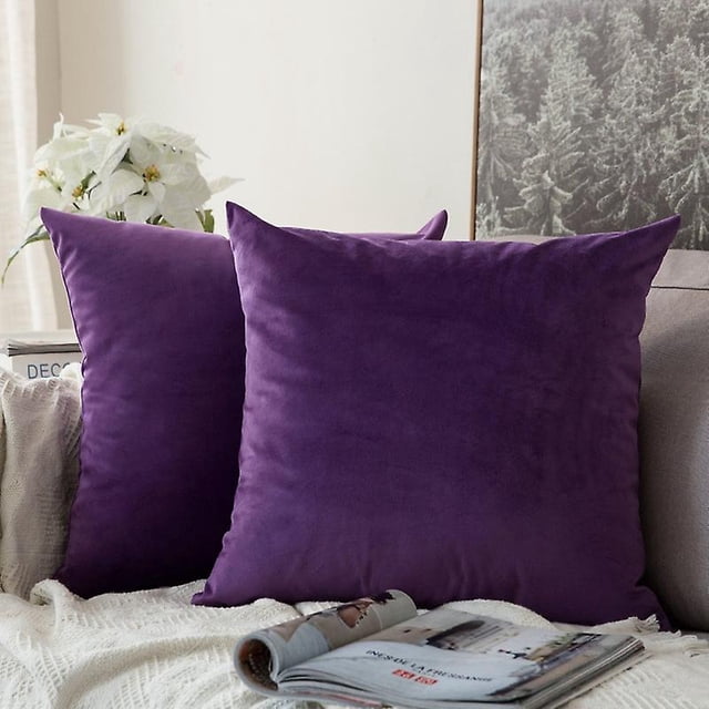 Funda de Almohada WEIHJMXG Terciopelo Suave 18 x 18 pulgadas Morado Oscuro