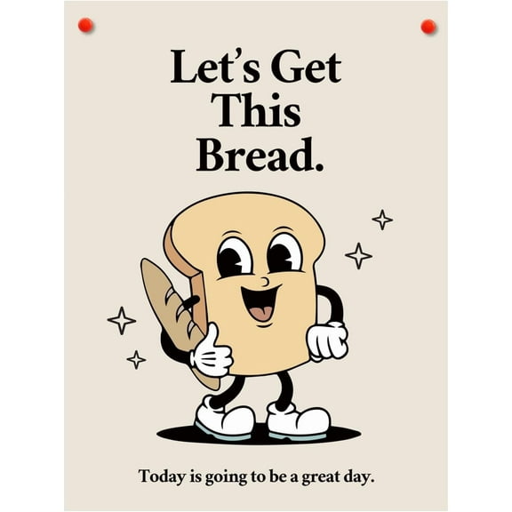 JANS.NO1 Office Wall Art Retro Decor 12x16 Canvas Funny Posters Motivational Art Work Aesthetic Let's Get This Bread Quotes 60s 70s 80s Cool Trendy Funky Cute Vintage Cartoon Poster Prints