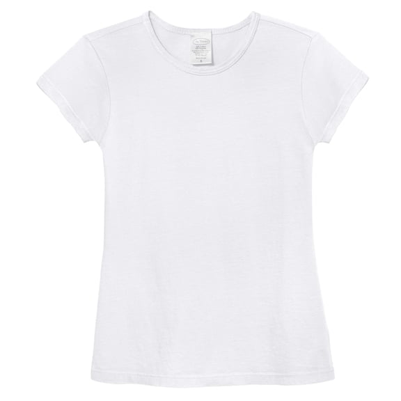 Made in USA Girls Soft Cotton Jersey Cap Sleeve Crew Tee | White