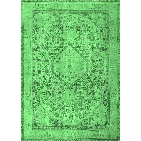 Ahgly Company Indoor Rectangle Persian Emerald Green Traditional Area Rugs, 5' x 7'