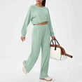 thumbnail image 5 of Conjunto de Pantalones Mujeres Outfits de 2 Piezas Vestido Casual de Color Sólido Bolsillo Deportivo Suelto Pantalones de Manga Larga Blusas de Cuello Redondo Conjunto Superior Conjunto de Pantalones, 5 of 5