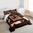 thumbnail image 4 of Homewish Cattle Hide Bedding Comforter Set,Rustic Horseshoe Twin Comforter Sets,Western Cowboy Bedding Set For Teens,Super Cozy Room Decor Reversible,2 Pieces, 4 of 9
