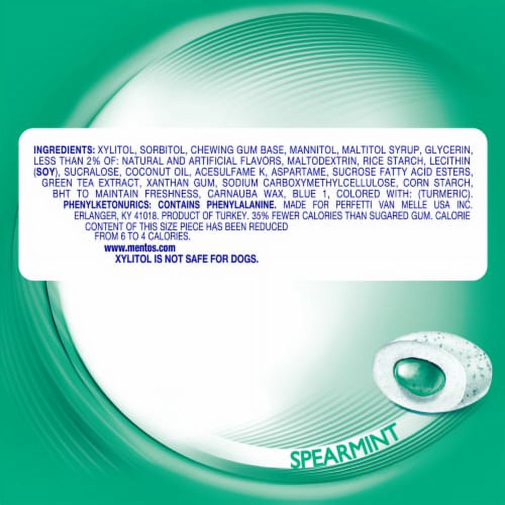 2X-Mentos Pure Fresh Sugar Free Spearmint Flavor Chewing Gum - 100 pc