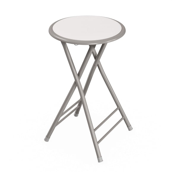 Taburete plegable – Taburete sin respaldo de 24 pulgadas con capacidad de 225 lb para cocina o sala de recreación – Taburetes de bar portátiles para interior de Trademark Home (blanco)