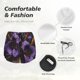 thumbnail image 4 of Balery Ornate Purple Floral Vase Pantalones cortos deportivos para mujer con forro y dos bolsillos, elásticos, para entrenamiento, gimnasio, yoga-X-Large, 4 of 7