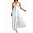 thumbnail image 3 of Women'S Maxi Summer Dresses Halter V Neck Beach Dresses for Women A-Line Casual Dress for Vacation White S, 3 of 5