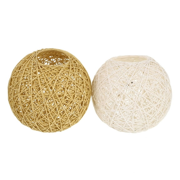 Phlegsive Rattan Lamp Shade Wicker Pendant Light Cover - 2pcs White Brown
