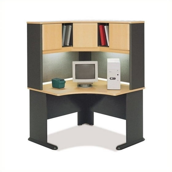 Bush B Series A 48 Corner Computer Desk With Hutch In Beech Bush B Series A 48 Corner Computer Desk With Hutch In Beech Com