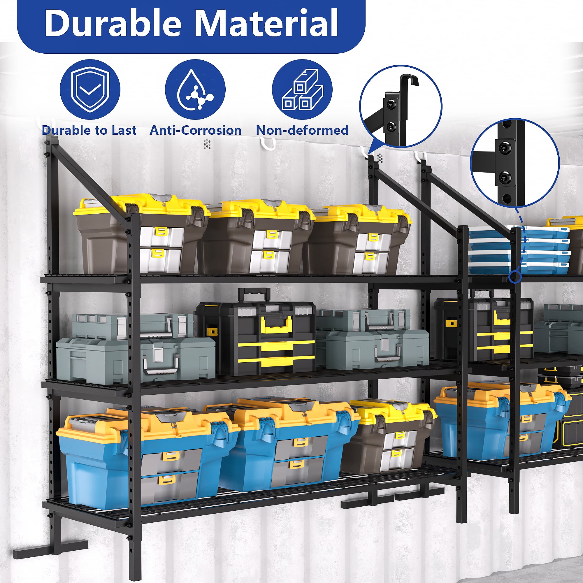 YOHKOH Shipping Container Shelving, Adjustable 3-Tier Heavy Duty Brackets, 59"W x 22"D x 59"H, 1100 lbs Capacity for Garage & Warehouse Storage