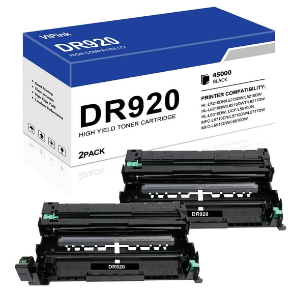 DR920 Drum Unit Black 2 Pack Compatible for Brother DR920 DR-920 for HL-L5210DN L5210DW L5215DW L6210DW L6217DW L6310DW L6415DW MFC-L5710DN L5710DW L5715DW L5915DW Printer