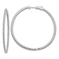 thumbnail image 4 of 14K White Gold Diamond Round Hoop with Safety Clasp Earrings, 4 of 5