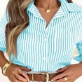 thumbnail image 4 of Wensltd Striped Button Down Shirts for Women Dress Office Work Shirt With Pockets, 4 of 9